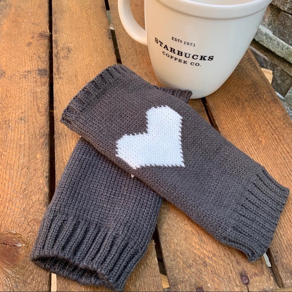 ✨KNIT HEART HAND ARM WARMERS FINGERLESS GLOVE - Picture 3 of 7
